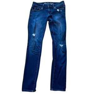 American Eagle Stretch jeans skinny distressed 2 R blue denim EUC